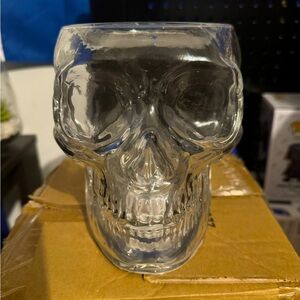Glass Skull Candle Halloween Holder